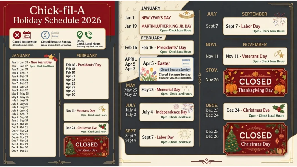 Chick-fil-A Holiday Hours
